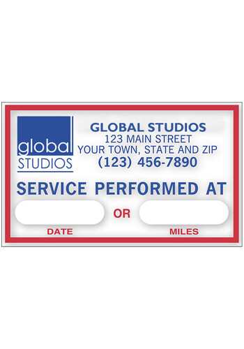 Custom Service Performed Removable Windshield Label