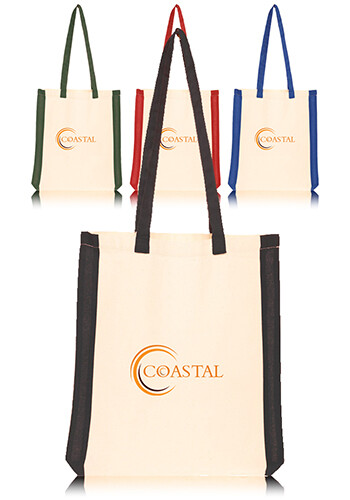 Customized Side Stripes Cotton Tote Bags