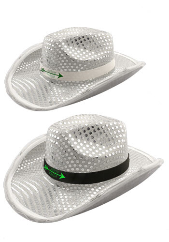 Bulk Silver LED Sequin Cowboy Hat