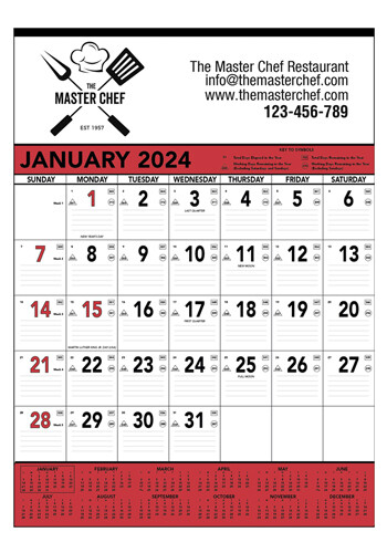 Custom Triumph Red and Black Contractor Memo Calendars