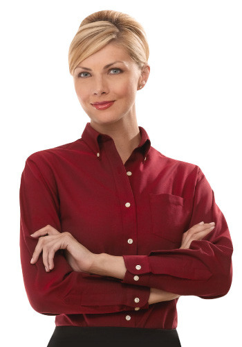 Van Heusen Women's Long Sleeve Relaxed Fit Blended Oxford Shirt