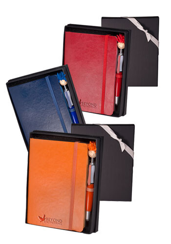 Custom Venezia Carnivale Leather Journals & Stylus Pen Sets