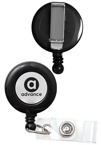 Personalized Vibraprint Black Badge Reels with Belt Clip