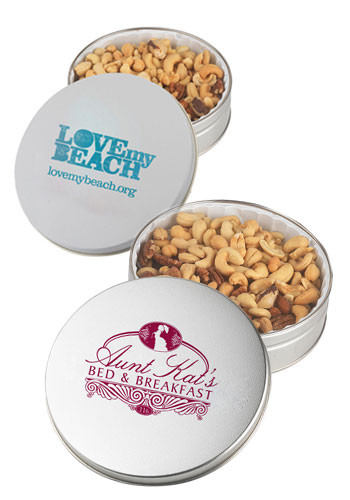 Custom Glad Tidings Tins with Jumbo Cashews & Deluxe Mixed Nuts