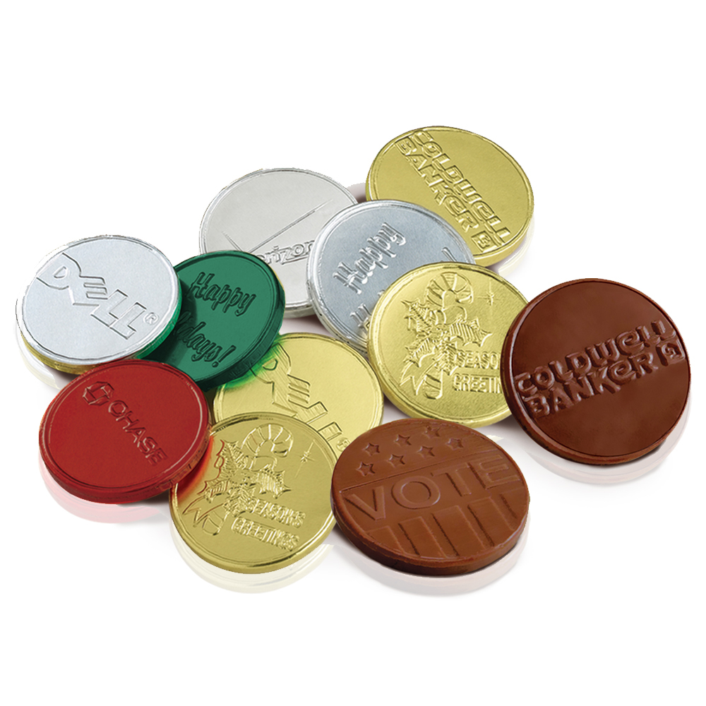Personalized Embossed Gmet Chocolate Coins X10363 DiscountMugs