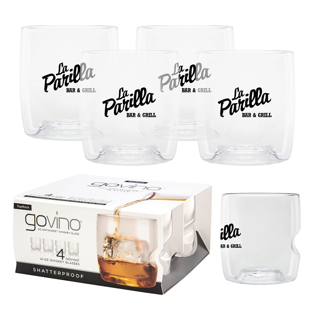 Custom 14 oz. Govino Dishwasher Safe Whiskey Glasses 4 Pack IL539DS