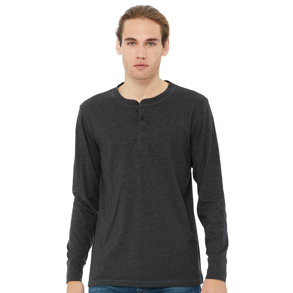 Printed Mens Jersey Long-Sleeve Henley Shirts | 3150 - DiscountMugs