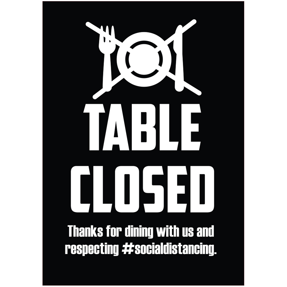 Affordable 5 x 7 Black Table Closed Sign |DL57TABLEBLACK - DiscountMugs