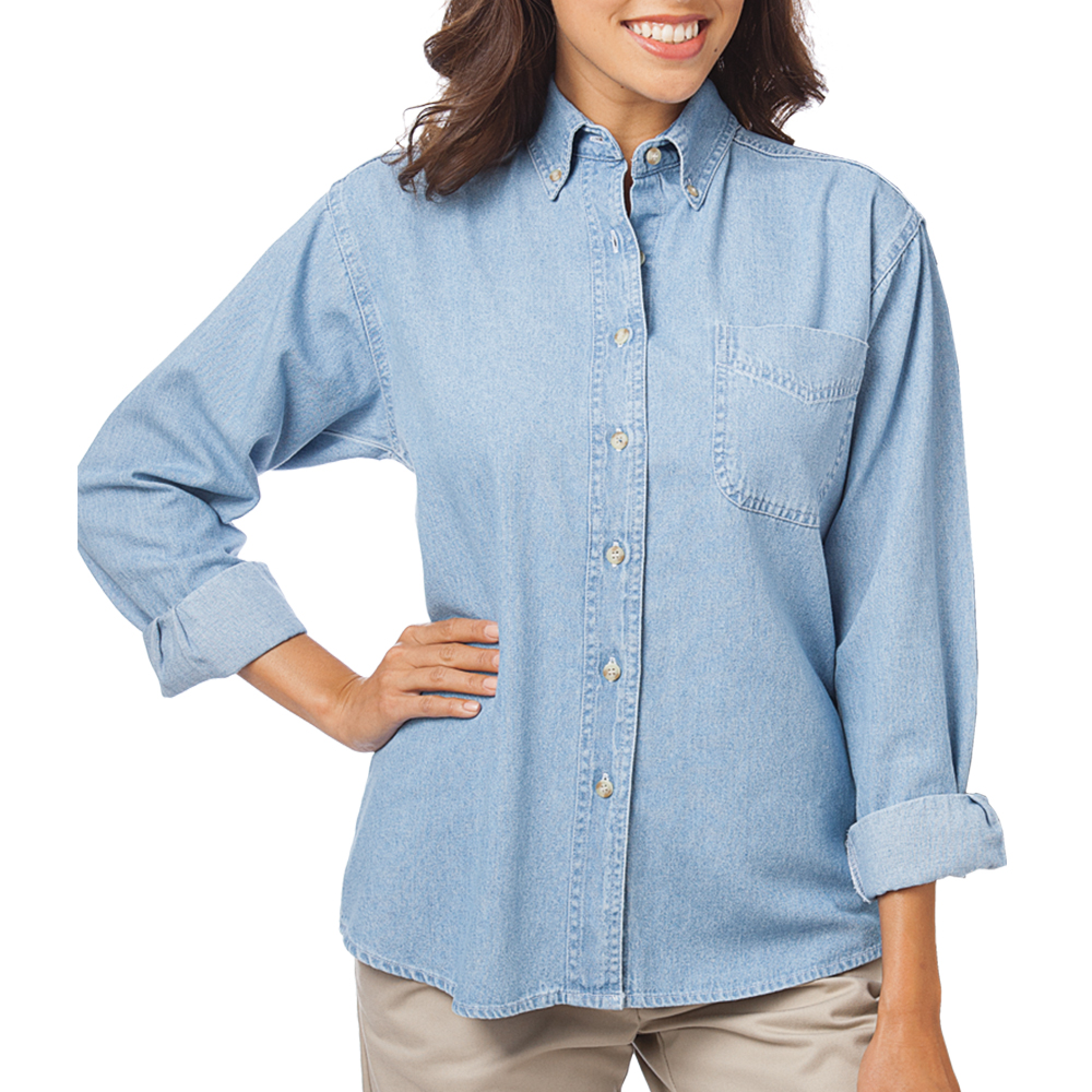 Printed Ladies Long Sleeve Premium Denim Shirts | BGEN8202 - DiscountMugs