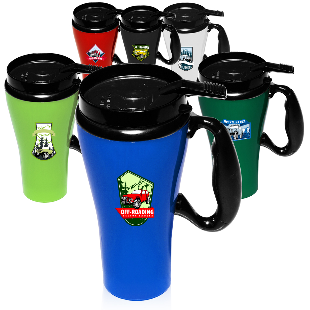 Personalized 16 oz. GT Plastic Travel Mugs with Handle | GT16M ...