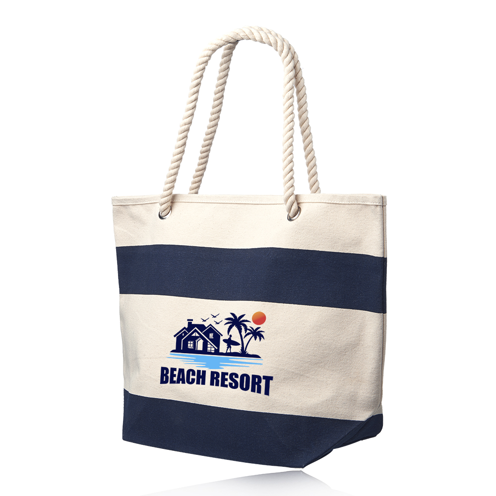 Striped Canvas Tote Bags with Logo | TOT3778 - Discount Mugs