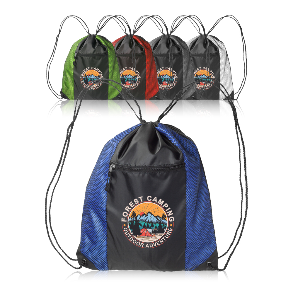 Personalized Zipper Pocket Drawstring Backpacks | BPK72 - DiscountMugs