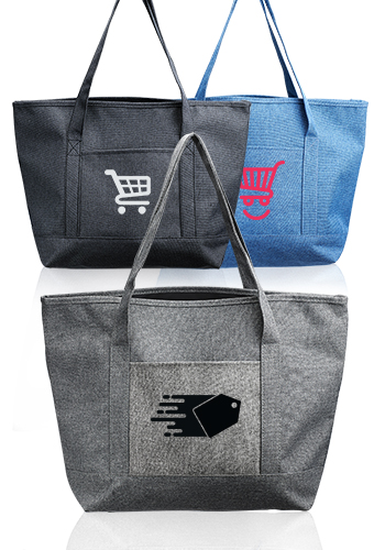 Promotional Dungaree Pocket Heathered Tote Bags | 103CB - DiscountMugs