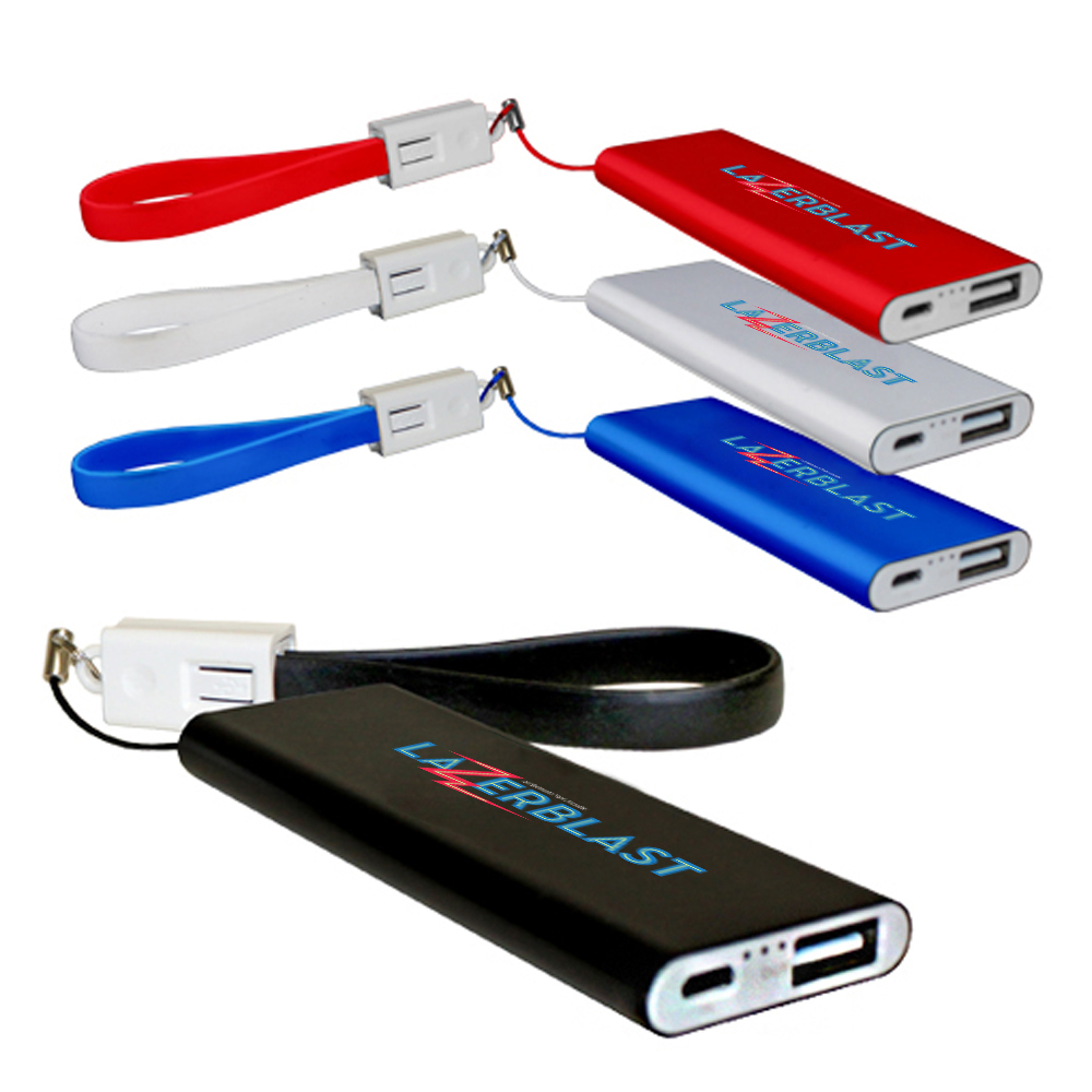 Printed 2000 mAh Flat Power Banks with Cable AK8044520 DiscountMugs