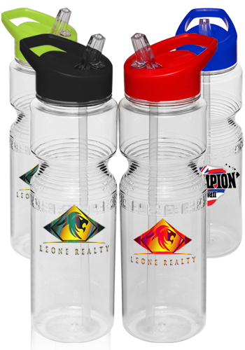 Custom 28 oz. Sports Bottles with Straw | PG28 - DiscountMugs