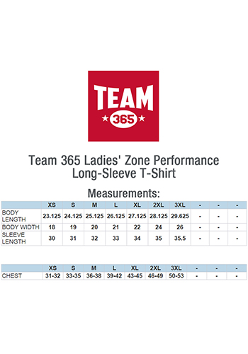 Team 365 Size Chart