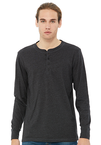 Printed Mens Jersey Long-Sleeve Henley Shirts | 3150 - DiscountMugs