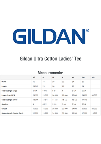 size chart gildan ultra cotton