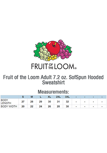 fruit of the loom sweatpants size chart