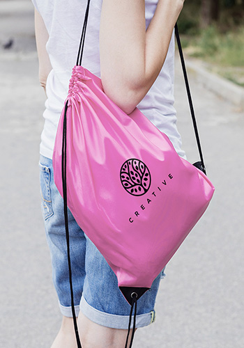 Personalized Black Trim Drawstring Bags | BPK13 - DiscountMugs