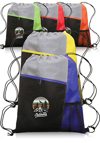 Personalized Mesh Pocket Drawstring Backpacks | BPK49 - DiscountMugs