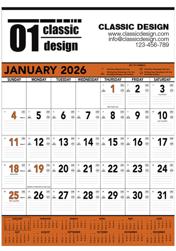 Custom Triumph Orange & Black Contractor's Memo Calendars | X11362 ...